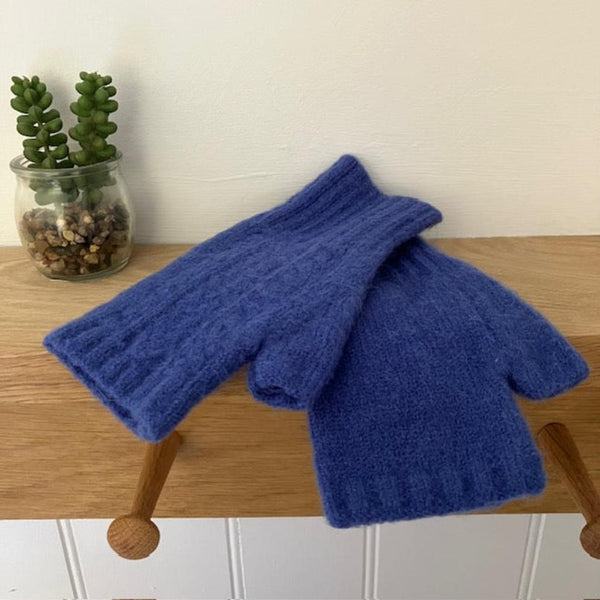 The Mildred Cashmere Fingerless Gloves Blue are luxurious and ideal if you want your fingers free but still have lovely cosy and warm hands