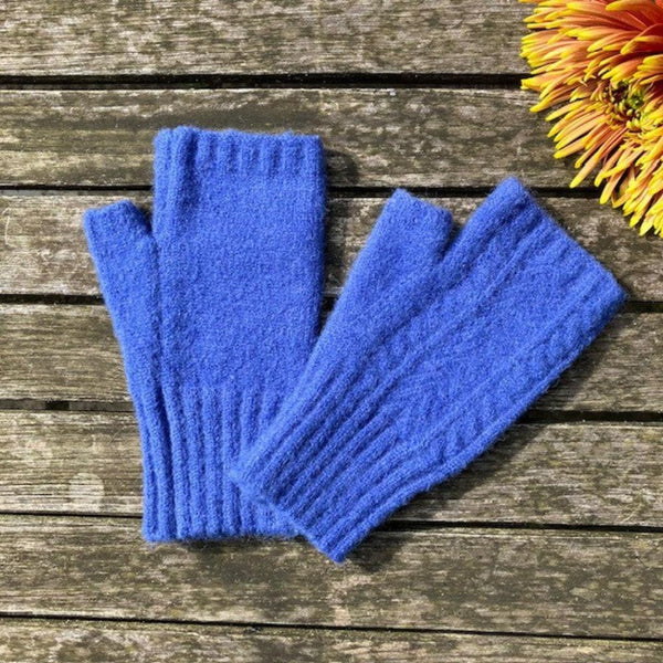 The Mildred Cashmere Fingerless Gloves Blue are luxurious and ideal if you want your fingers free but still have lovely cosy and warm hands