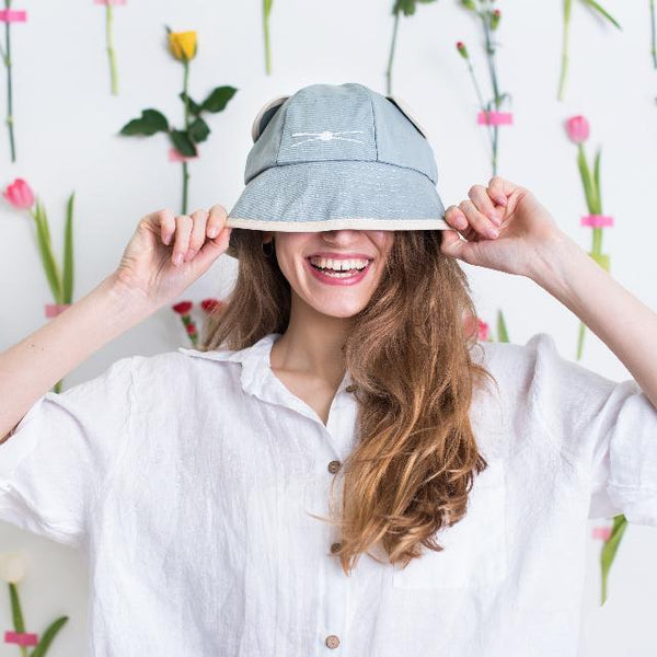 The Minnie Bucket Hat Sand & Cream is a super cute and cosy hat for kids and adults alike