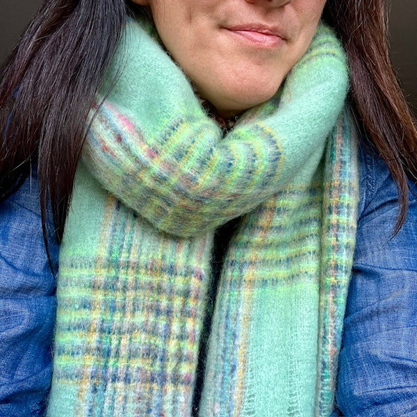 The Minty Scarf Green is wonderfully soft and cosy 