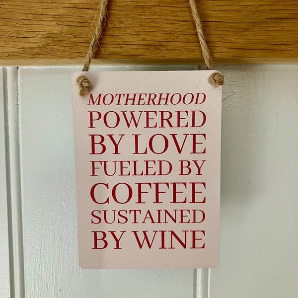 The Motherhood Tiny Metal Sign is a fab little gift for a fun Mum