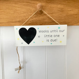 Expectant parents gift, weeks until baby is due cosy countdown sign