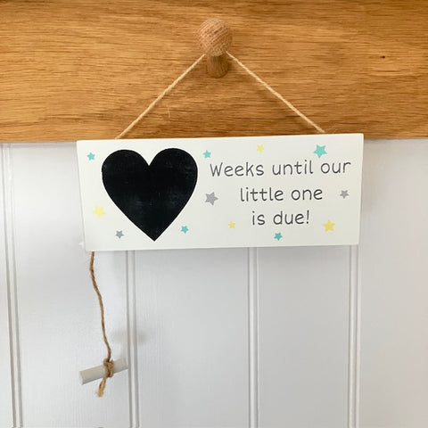 Expectant parents gift, weeks until baby is due cosy countdown sign