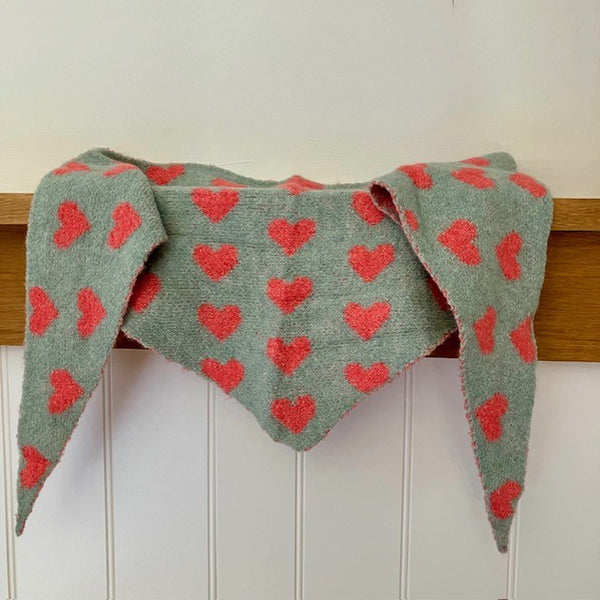 The Pixie Scarf Duck Egg Blue is in the much sought after triangle shape