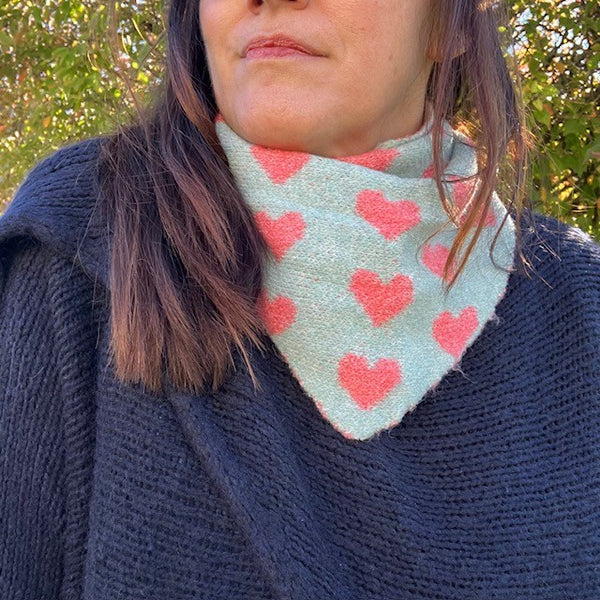 The Pixie Scarf Duck Egg Blue can be worn either over the shoulders or snood like cosy around the neck