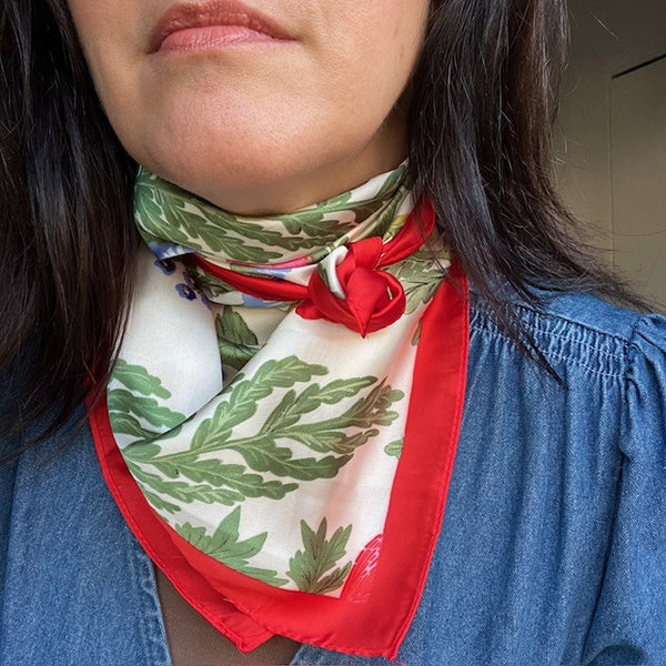 The Poppy Scarf can be tied in multiple ways making it a super useful accessory
