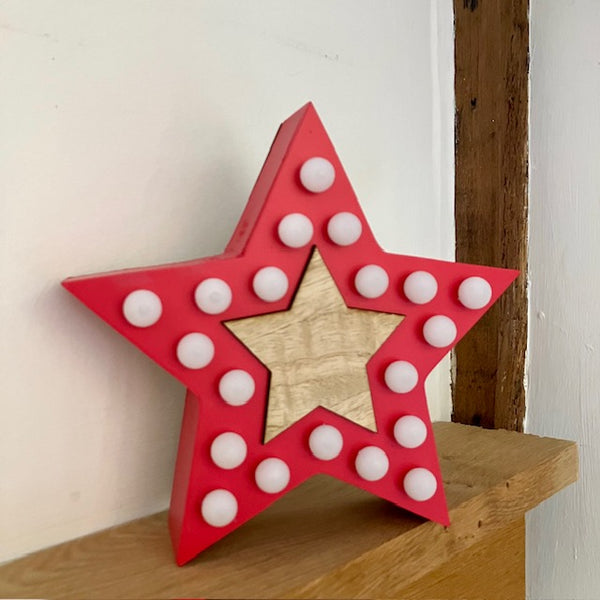 The Red Star Light is made from wood