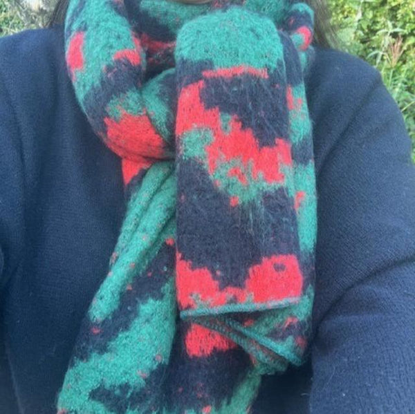 The Riley Leopard Print Knitted Scarf Green in these fabulous bold colours is super soft and cosy