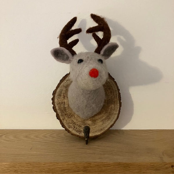 Felt Rudy Reindeer Hook is ideal for hanging stockings from at Christmas