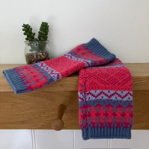 Runa Wrist Warmers are wonderfully cosy in this fabulous bright Fair Isle design
