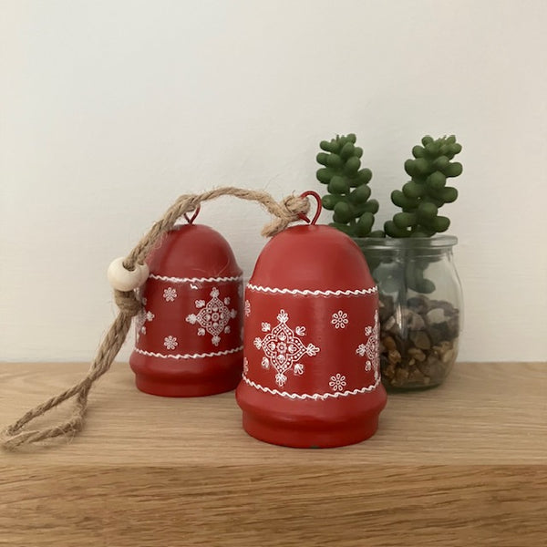 The Scandi Red Bells Decoration brings a touch of Scandinavian charm to your cosy home