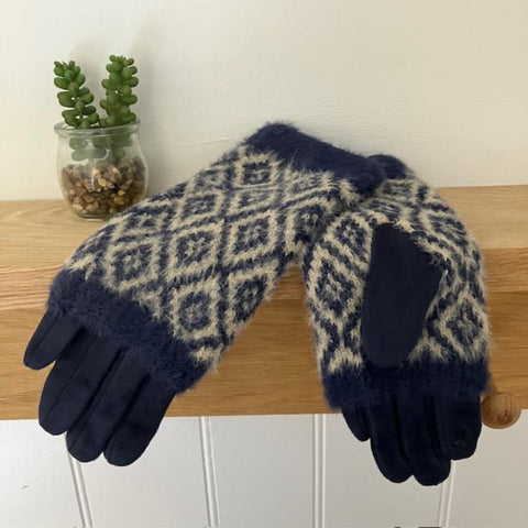 The Sloane Gloves Navy are a fabulous combination of gloves with overlapping wrist warmers for added warmth