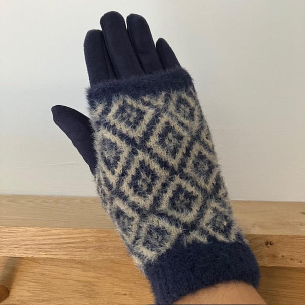 The Sloane Gloves Navy are a fabulous combination of gloves with overlapping wrist warmers for added warmth