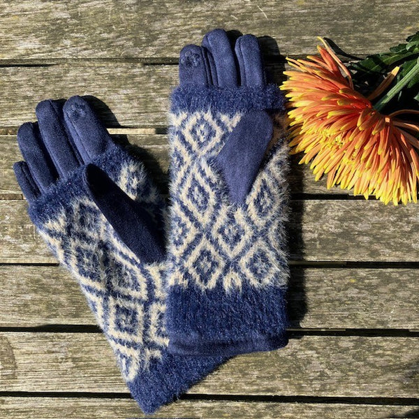 The Sloane Gloves Navy are a fabulous combination of gloves with overlapping wrist warmers for added warmth