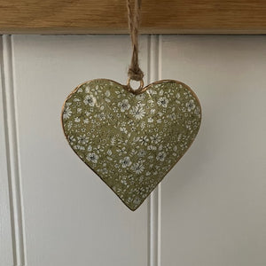 The Small Floral Metal Heart - Olive would make either a pretty home accessory or a lovely thoughtful gift