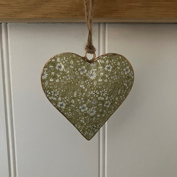 The Small Floral Metal Heart - Olive would make either a pretty home accessory or a lovely thoughtful gift