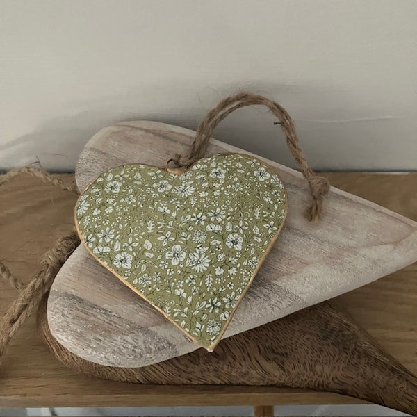 The Small Floral Metal Heart - Olive would make either a pretty home accessory or a lovely thoughtful gift