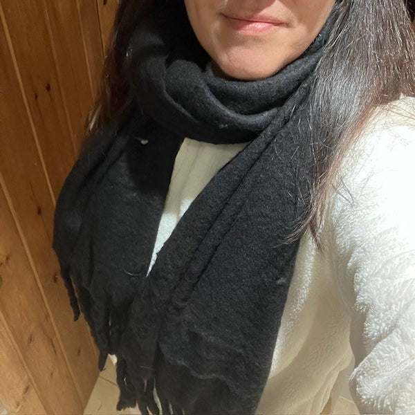 The Snuggle - Black scarf is incredibly soft, warm and cosy. Who knew a scarf could make you feel this good!