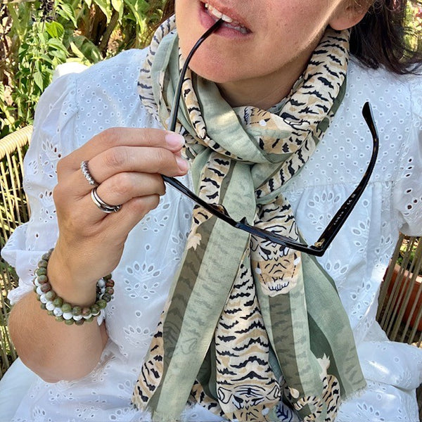 The Tigerlily Scarf Green's gorgeous colours and design will elevate any outfit