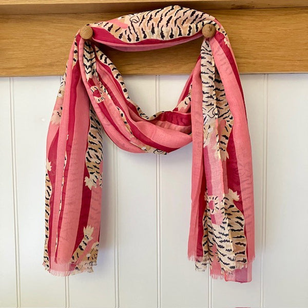 The Tigerlily Scarf Pink combines fabulous on-trend stripes with a much loved Tiger.