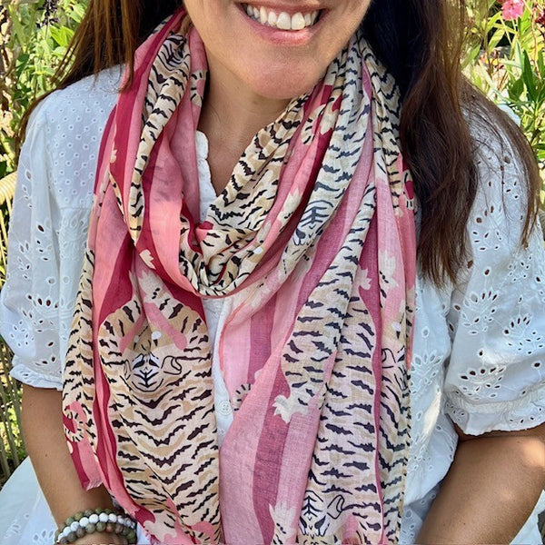 The Tigerlily Scarf Pink with its bold pattern and colours will elevate any outfit