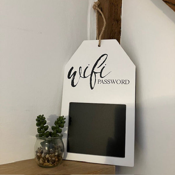 The Wifi Password Sign is a useful cosy addition to a home, office or place of work