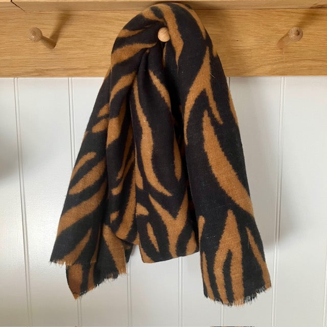 Gorgeous animal print scarf in black and tan zebra print