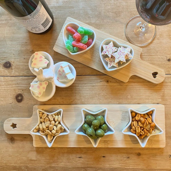 3 Star Dishes on Mini Bamboo Board
