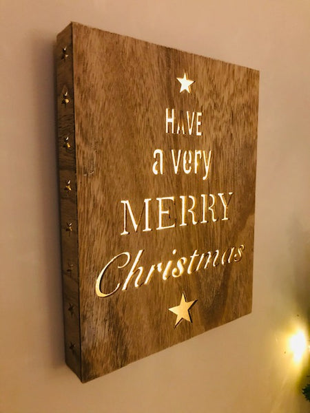 Merry Christmas LED Block Sign