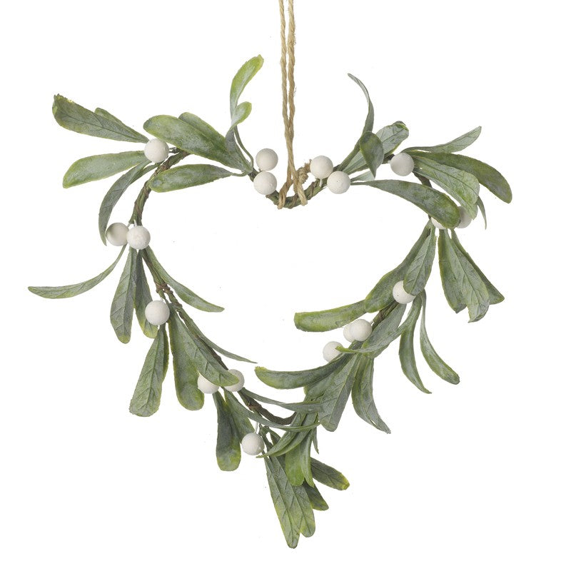 Faux Heart of Mistletoe Christmas Decoration