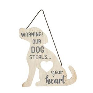 'Warning! Our Dog Steals Your Heart' Sign