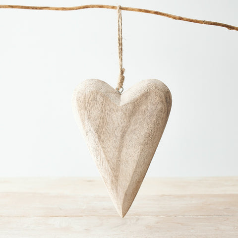 Decorative White Washed Wooden Heart