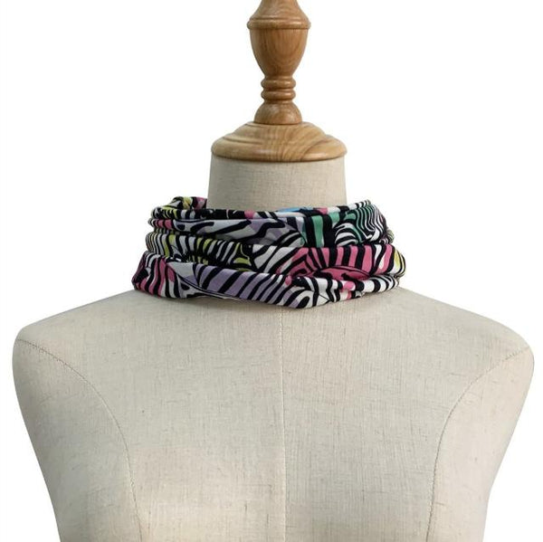 The Abella Snood Rainbow Zebras is a fabulously fun 'actual' zebra print that will add a gorgeous splash of colour to your outfit