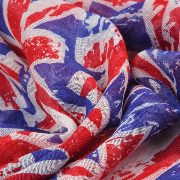 The Britt scarf is a fabulous abstract Union Jack pattern