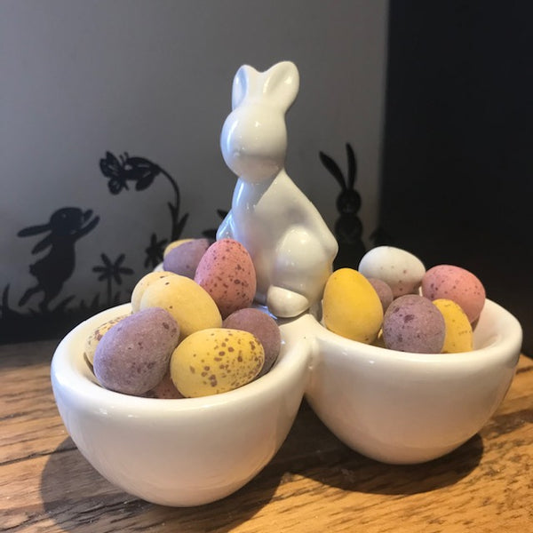 The Bunny Bowl is a cosy table or shelf decoration, ideal for holding eggs, sweets and nibbles