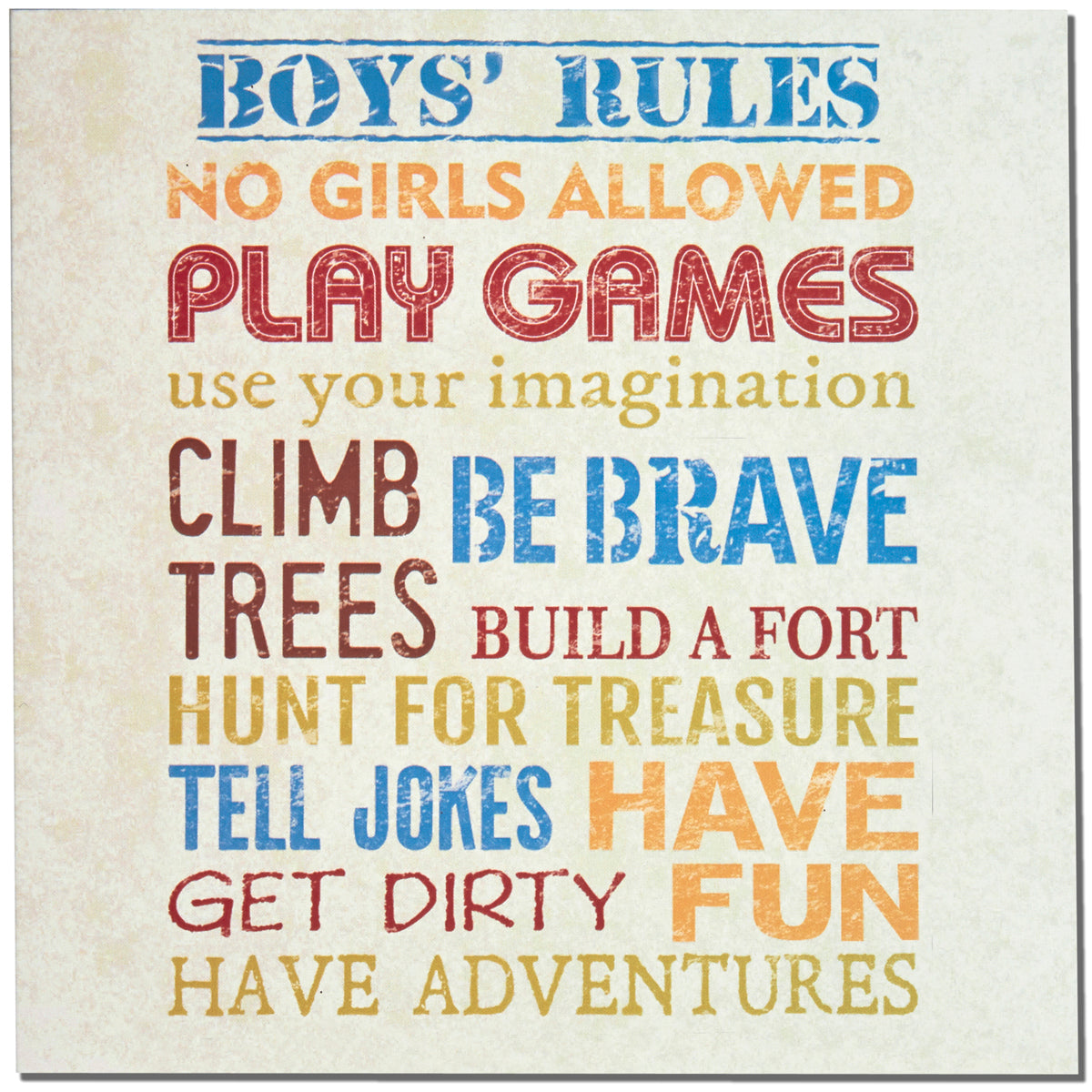 Card - 'Boys Rules'