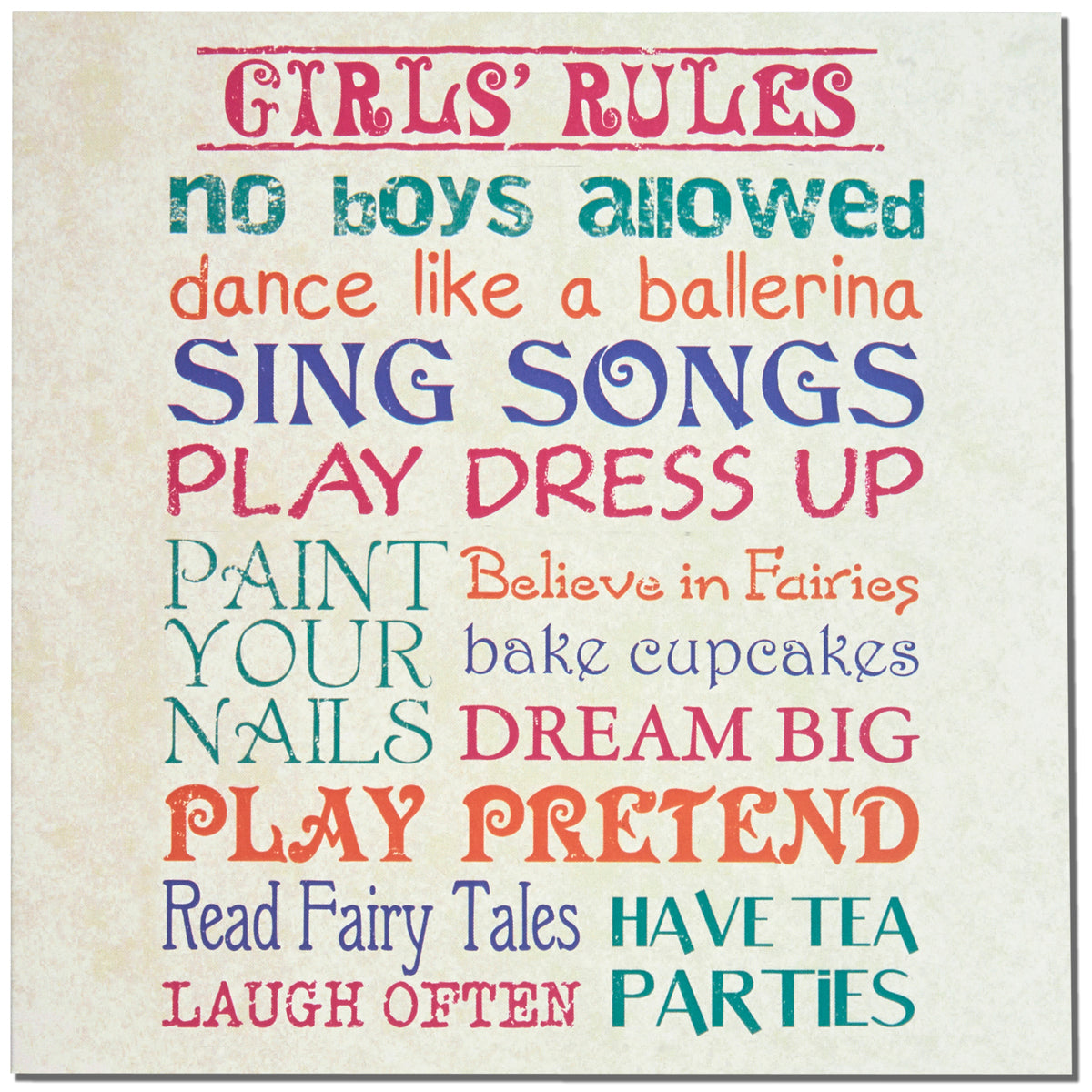 Card - 'Girls Rules'