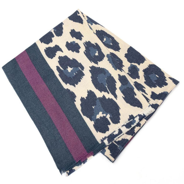 The Harper - Denim scarf is a fabulous bold leopard print design