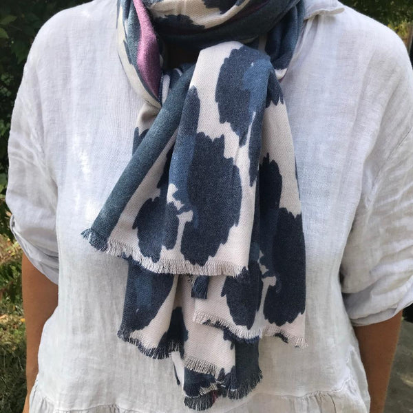 The Harper - Denim scarf is a fabulous bold leopard print design