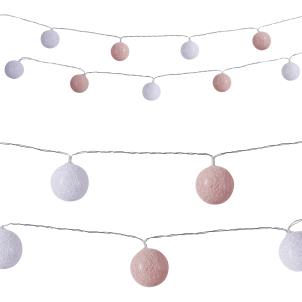 Cotton Ball String LED Lights - Pink and White