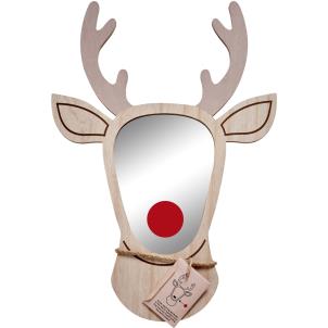 Wooden Wall Mirror - Stag (add the red nose - Reindeer)