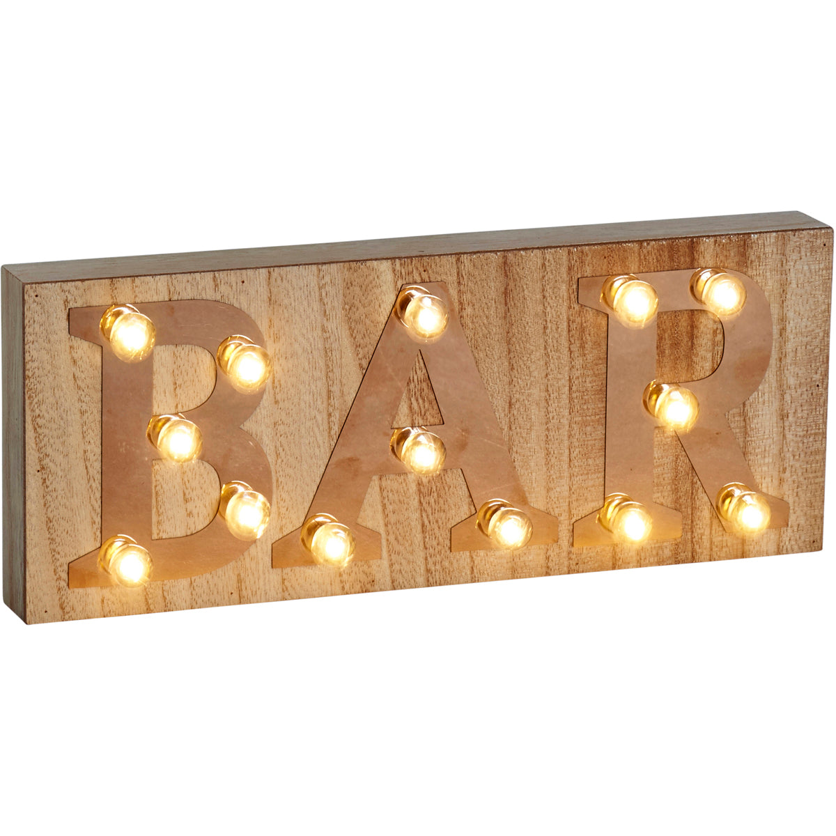 Copper and Wood 'BAR' Light Up Sign