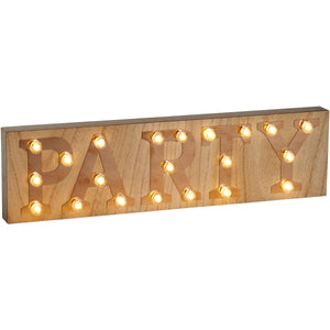 Copper and Wood 'PARTY' Light Up Sign