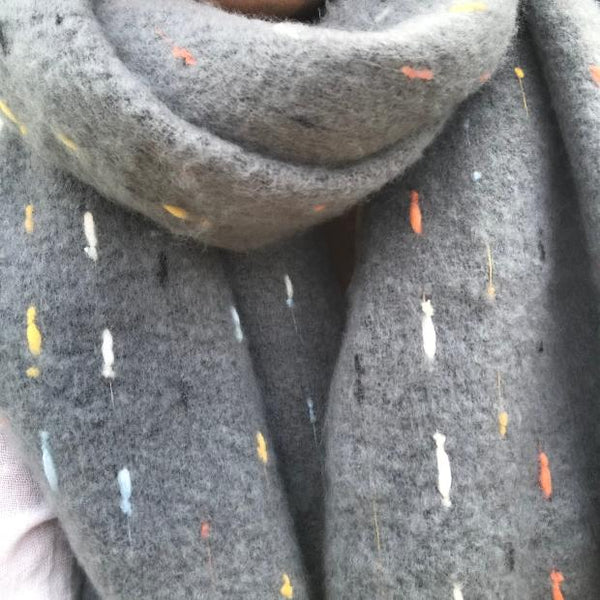 The Theodora Grey is a super soft large statement scarf that will keep you very cosy and warm 