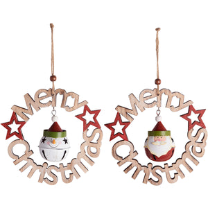 Merry Christmas Hanging Decorations - Snowman or Santa