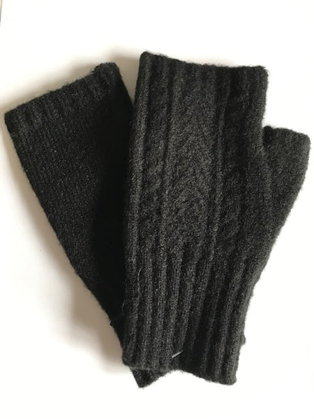 Mildred Cashmere Fingerless Gloves Black