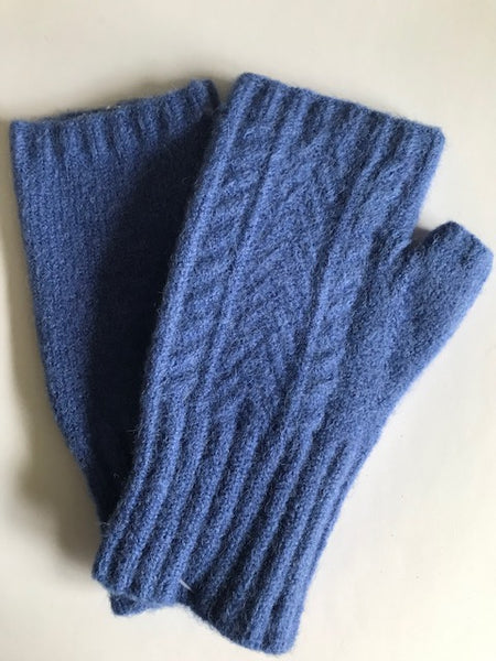 Mildred Cashmere Fingerless Gloves Blue