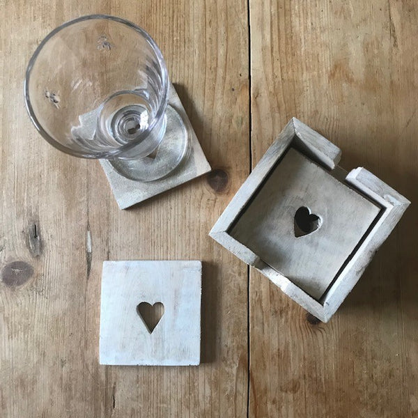 Wooden Love Heart Coasters Set of 6