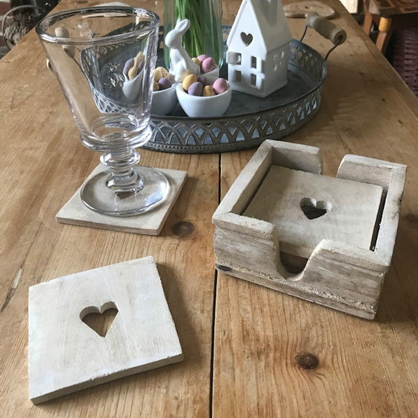 Wooden Love Heart Coasters Set of 6